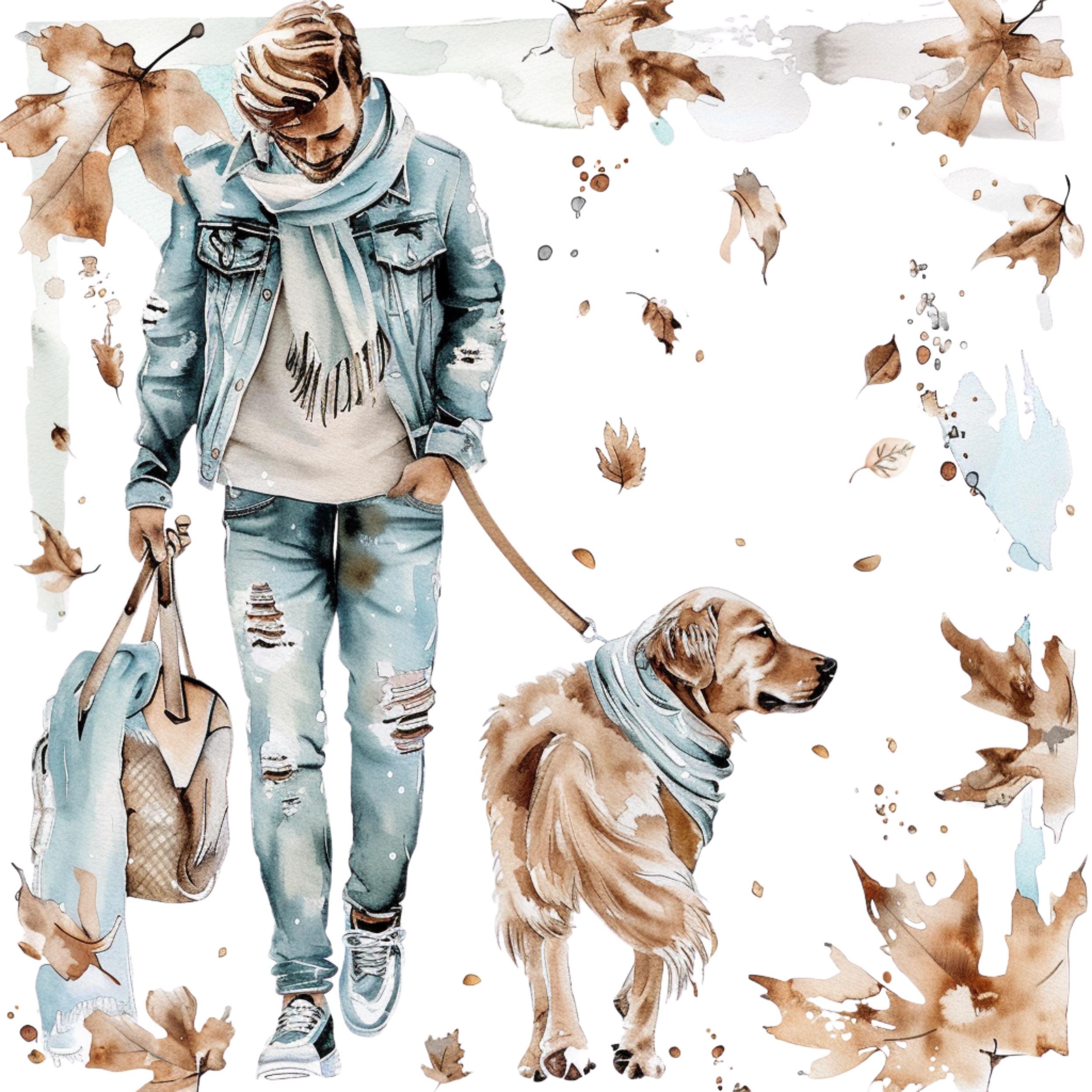Watercolor Dog Mom & Dad Clipart Bundle: 45+ PNG Family Pet Art