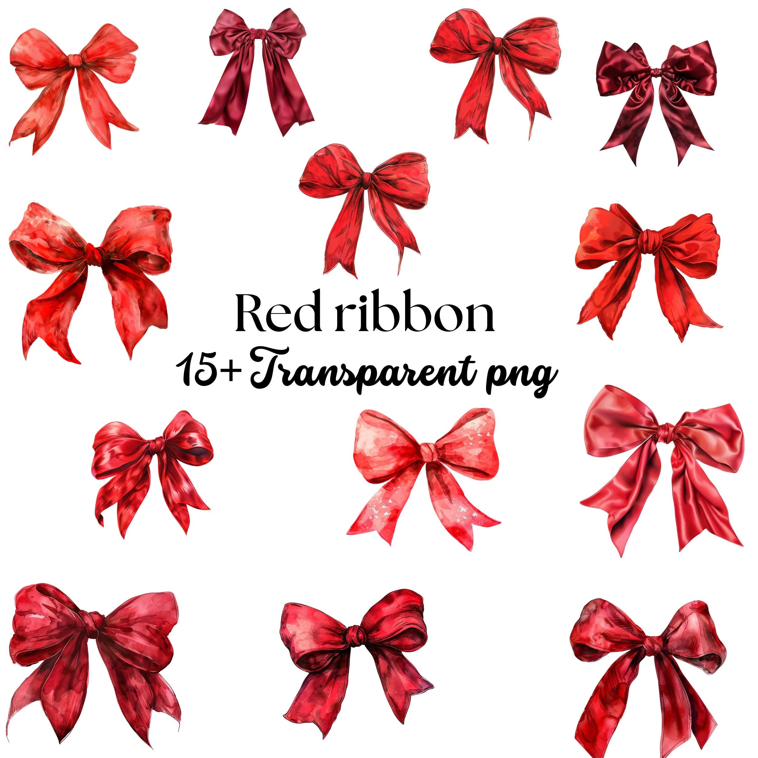 Watercolor Red Bow Clipart Bundle: Ribbon PNG for Scrapbooking (Digital Download