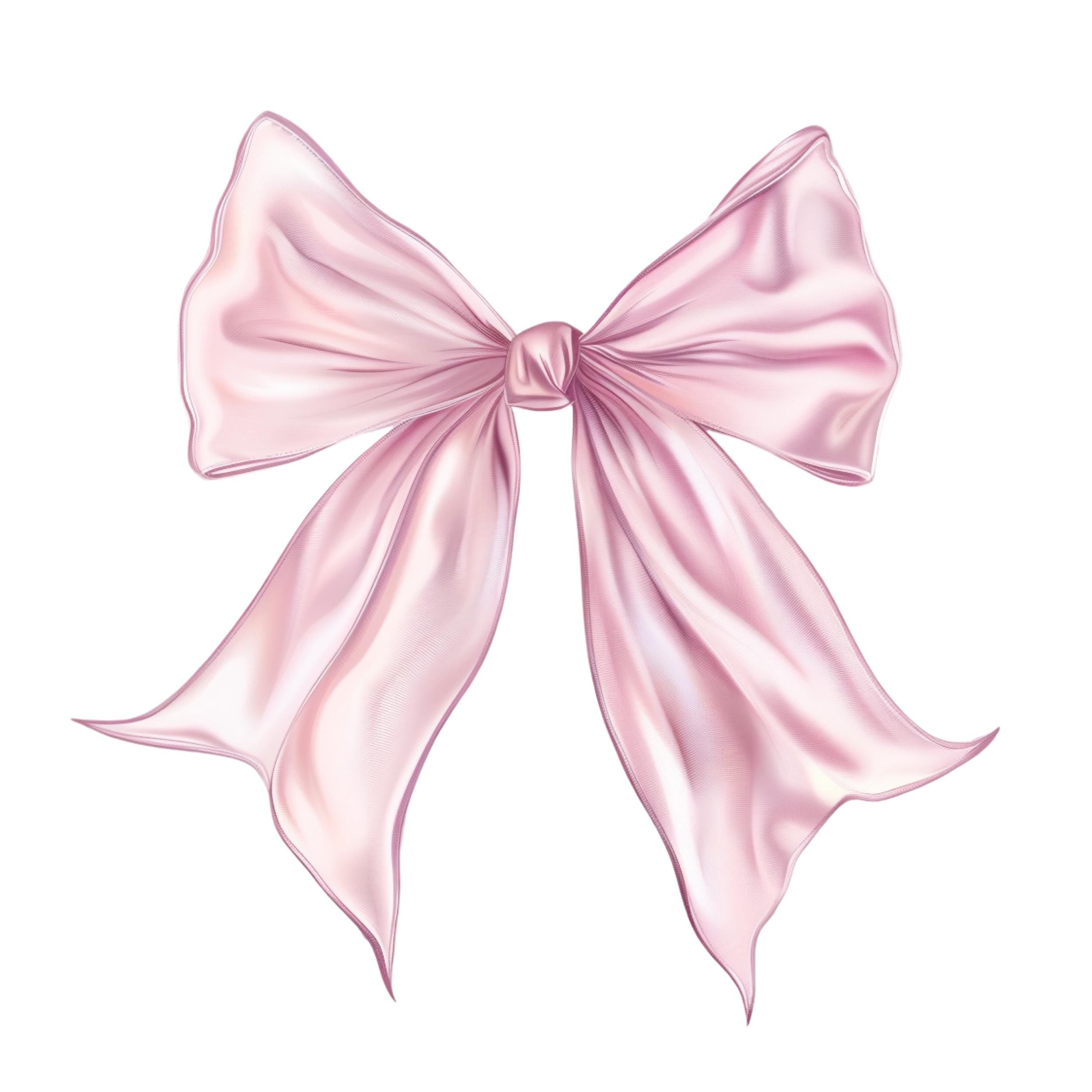 Watercolor Pink Bow Clipart Bundle: Satin & Ribbon PNG Graphics