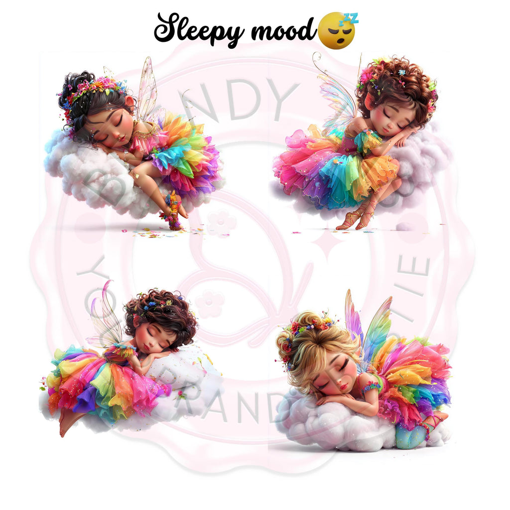 Rainbow Fairy Clipart Set: Magical Girls PNG
