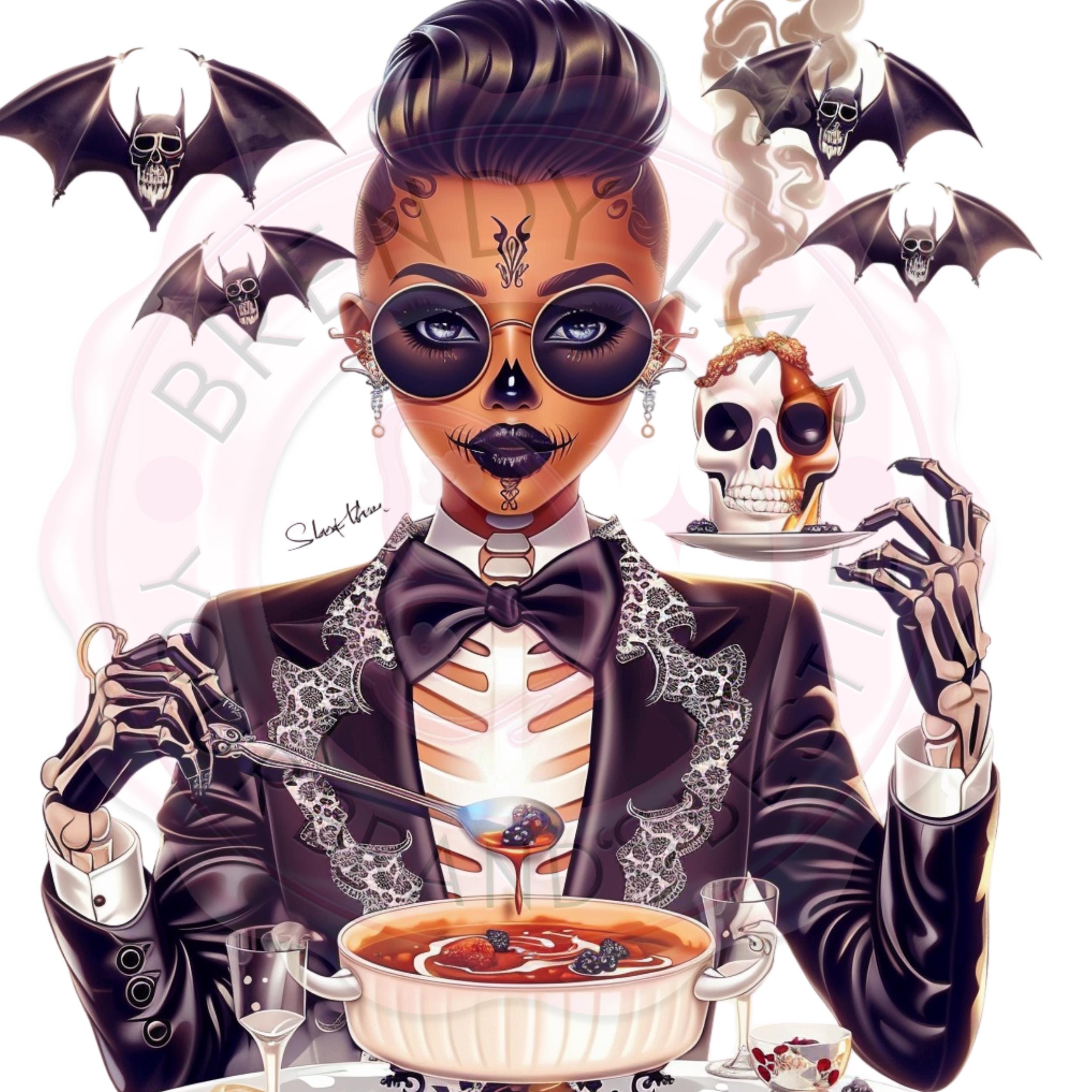 Halloween Skeleton Clipart: Spooky Chefs & Gothic Couples