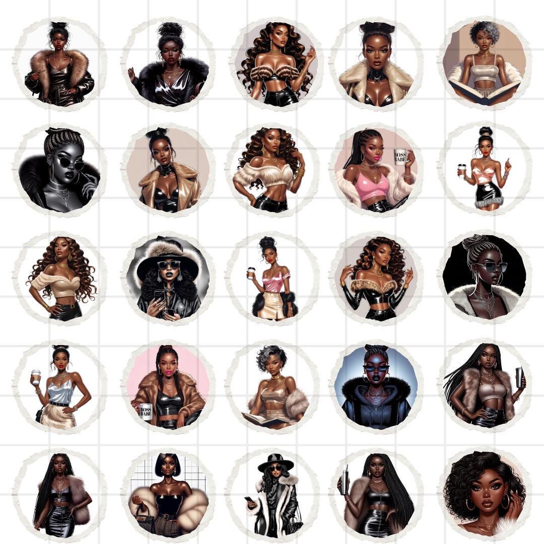 Black Woman Art: Glam Goddess Illustrations - Print-on-Demand, Journaling