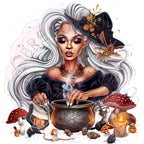 Witch Clipart Bundle: Black Witches Casting Spells - PNGs