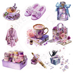 Lilac Watercolor Clipart Bundle: Cozy Lifestyle PNG Images
