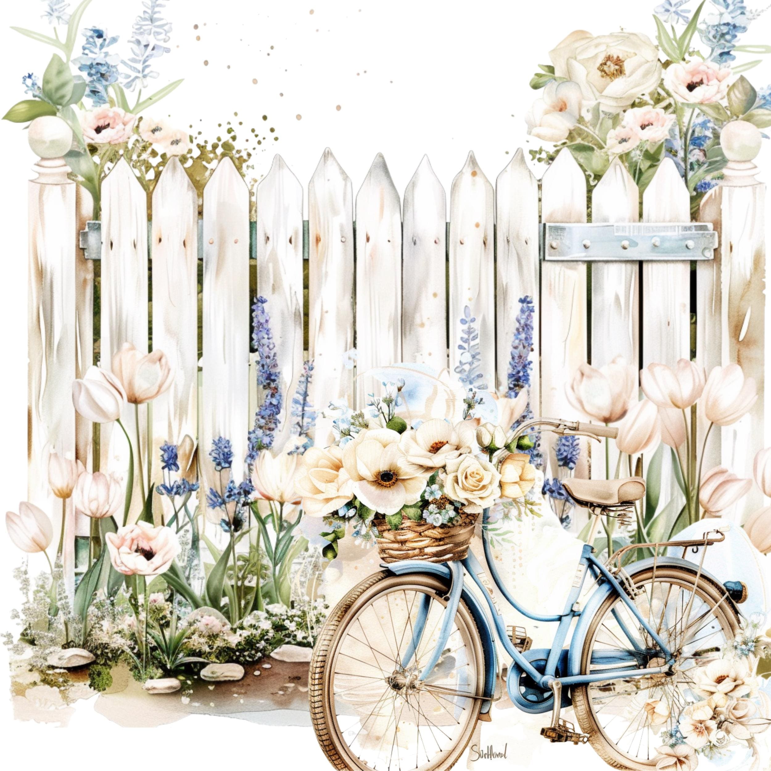 Cottagecore Watercolor Clipart Bundle: Teacups, Florals, Farmhouse Truck