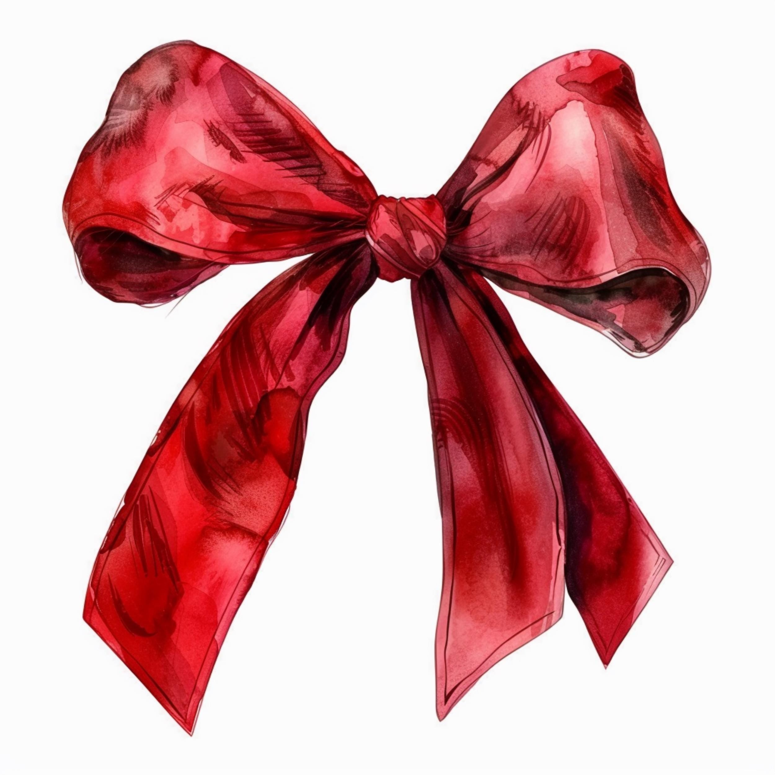 Watercolor Red Bow Clipart Bundle: Ribbon PNG for Scrapbooking (Digital Download