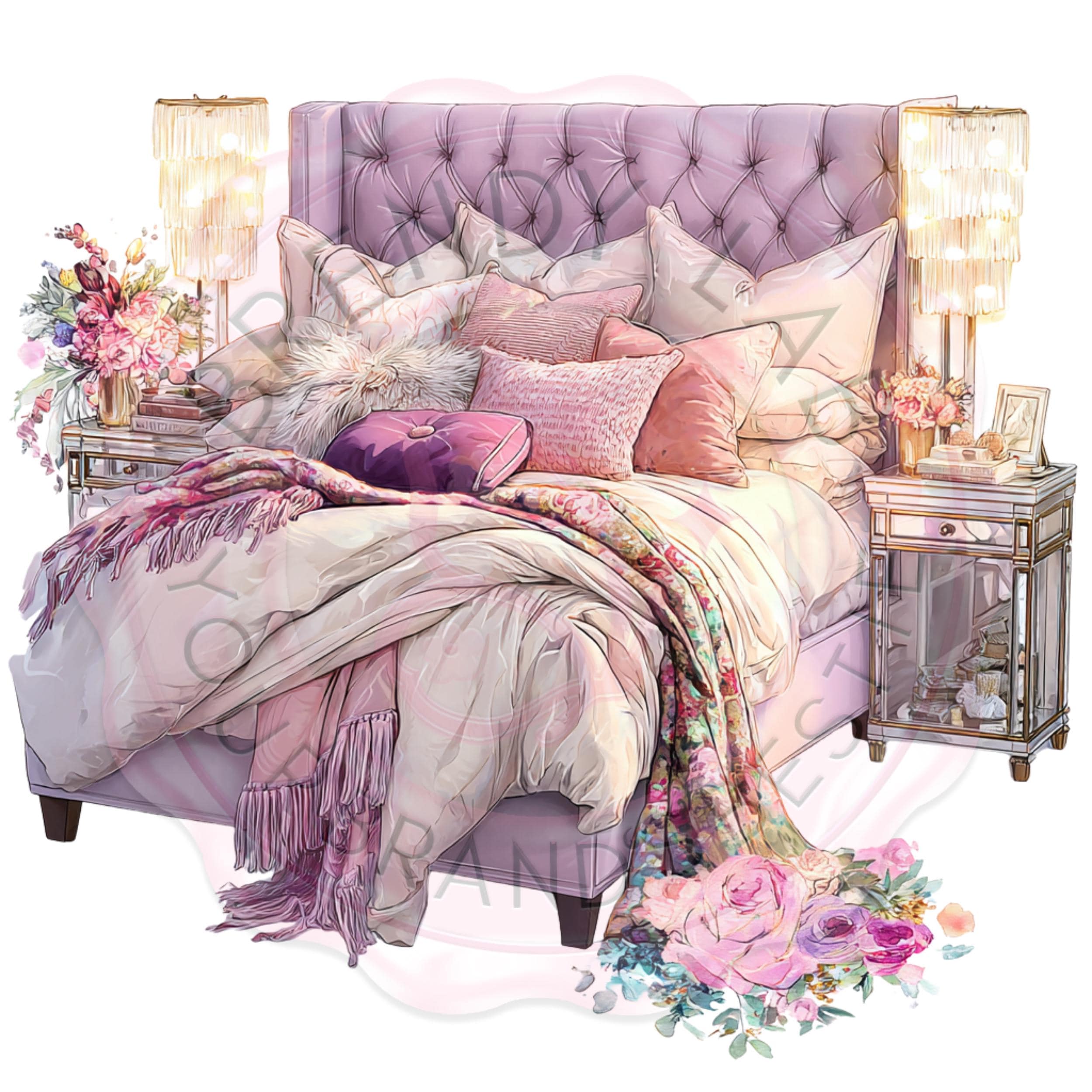 Lilac Watercolor Clipart Bundle: Cozy Lifestyle PNG Images