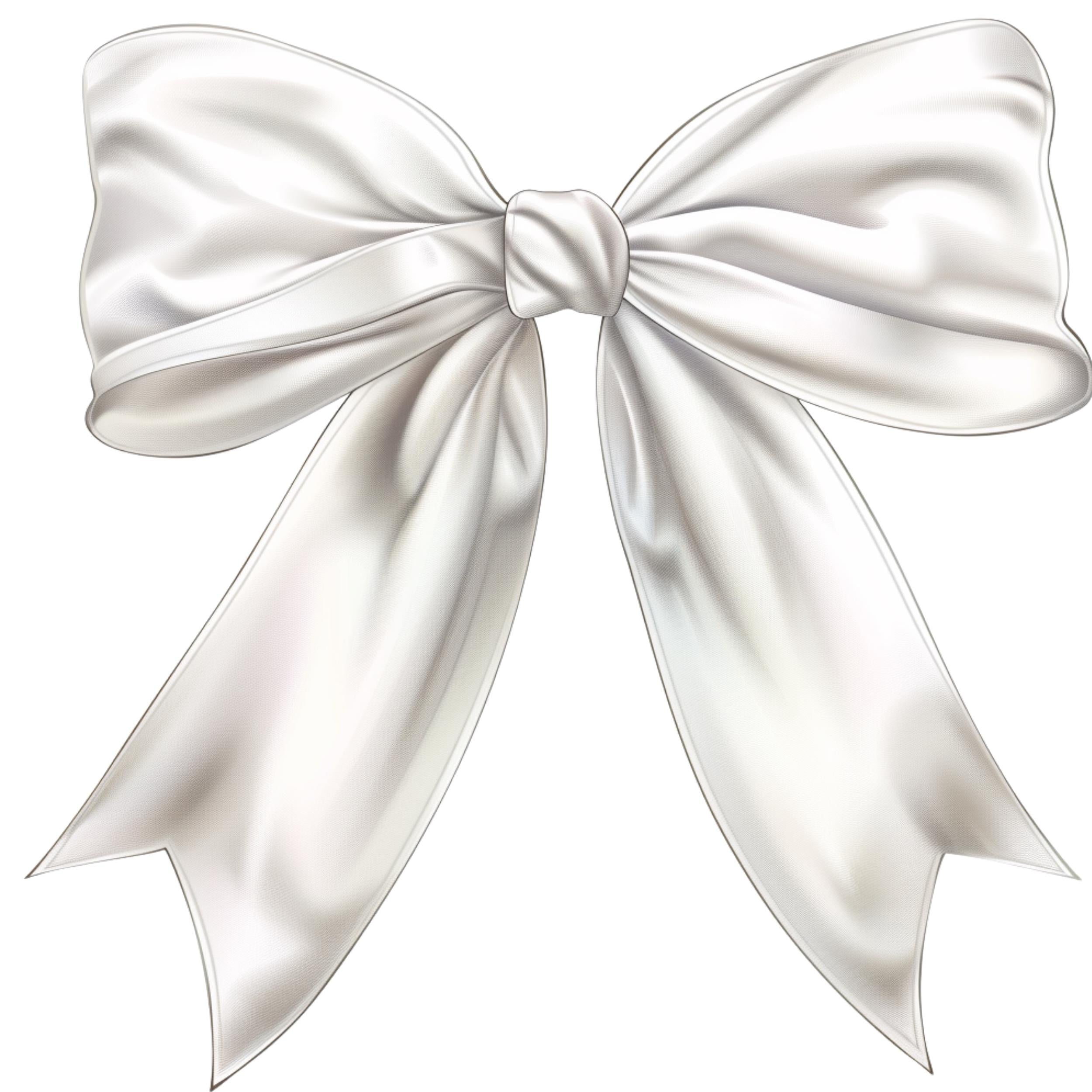 White Bow Clipart Bundle , Elegant Watercolor Ribbon PNG , Wedding, Baby Shower, Planner, Scrapbook, Sublimation