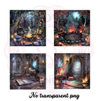 Witchy Halloween Backgrounds: Spooky Digital Clipart Bundle (PNG)
