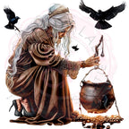 Creepy Witch Clipart Bundle: Gothic Halloween PNG Graphics