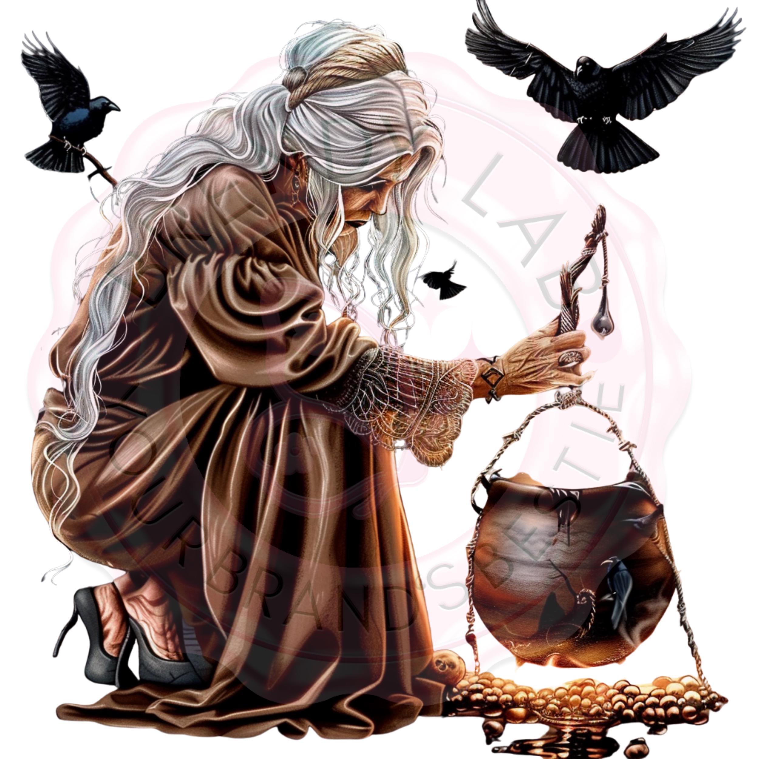 Creepy Witch Clipart Bundle: Gothic Halloween PNG Graphics