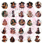 Black Girl Witch Clipart: Luxe Halloween PNG Bundle