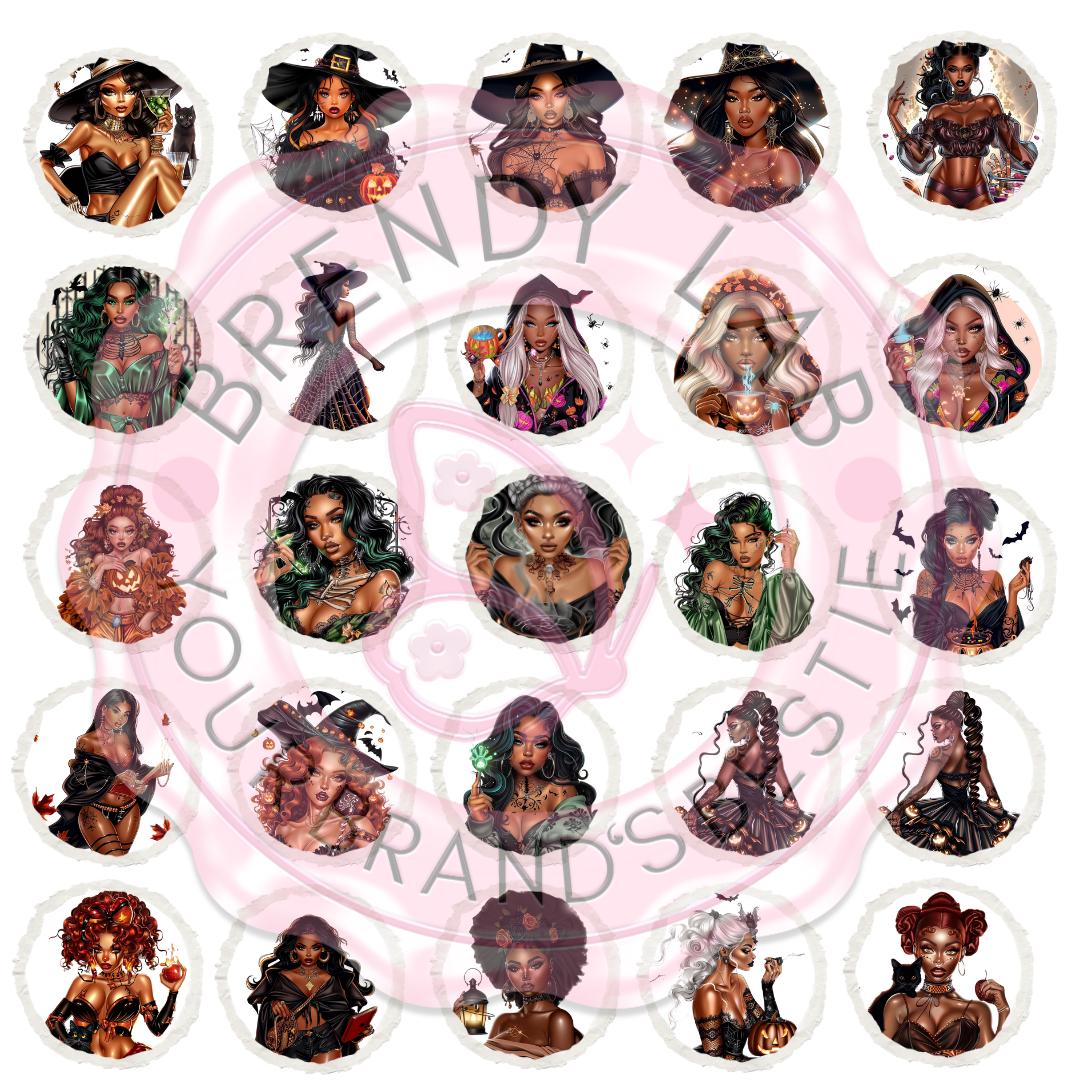 Black Girl Witch Clipart: Luxe Halloween PNG Bundle