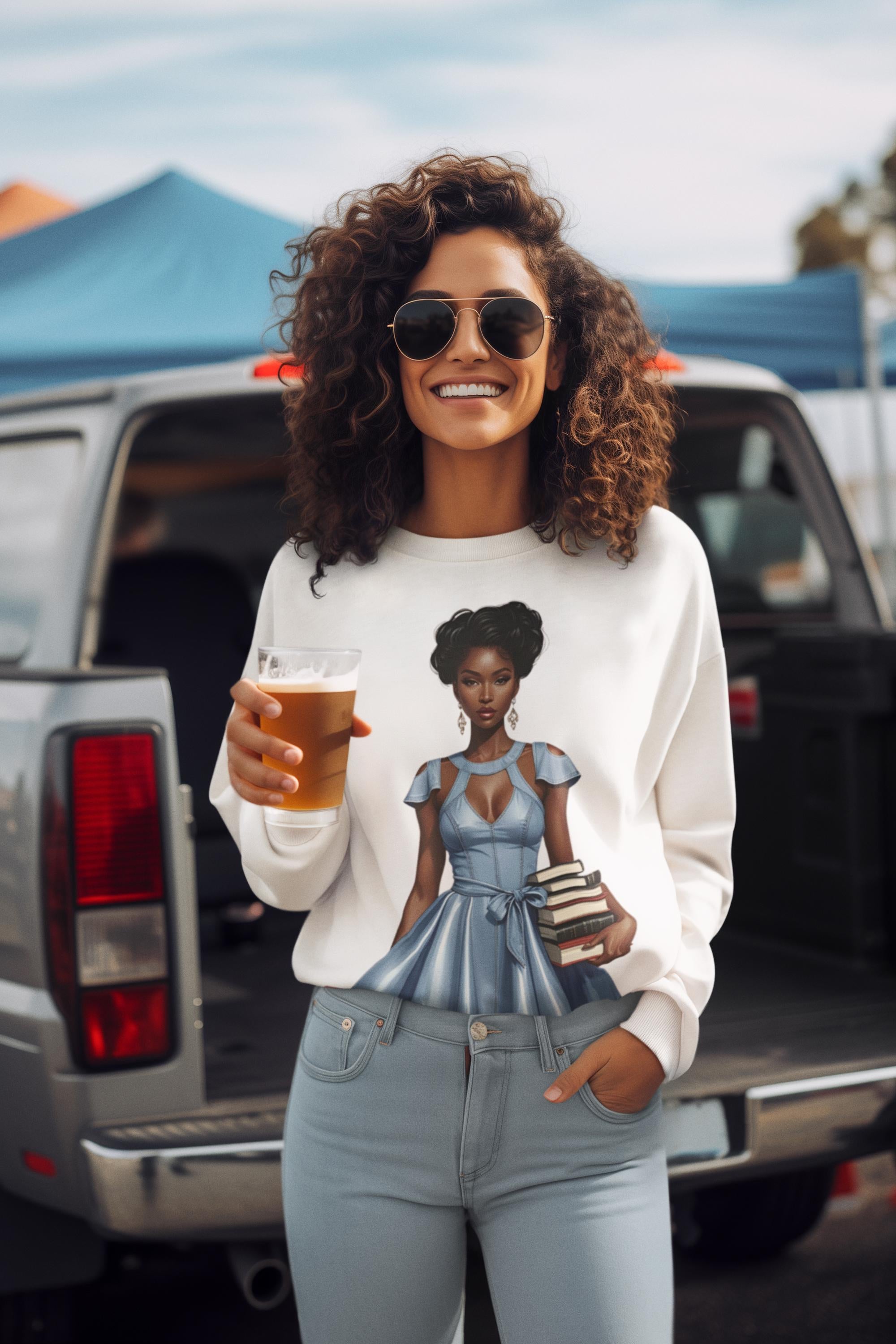 Melanin Clipart Bundle: Black Woman Reading in Denim