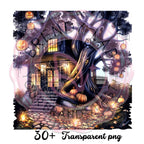 Haunted House Clipart Bundle: 30+ Spooky Halloween PNG Graphics