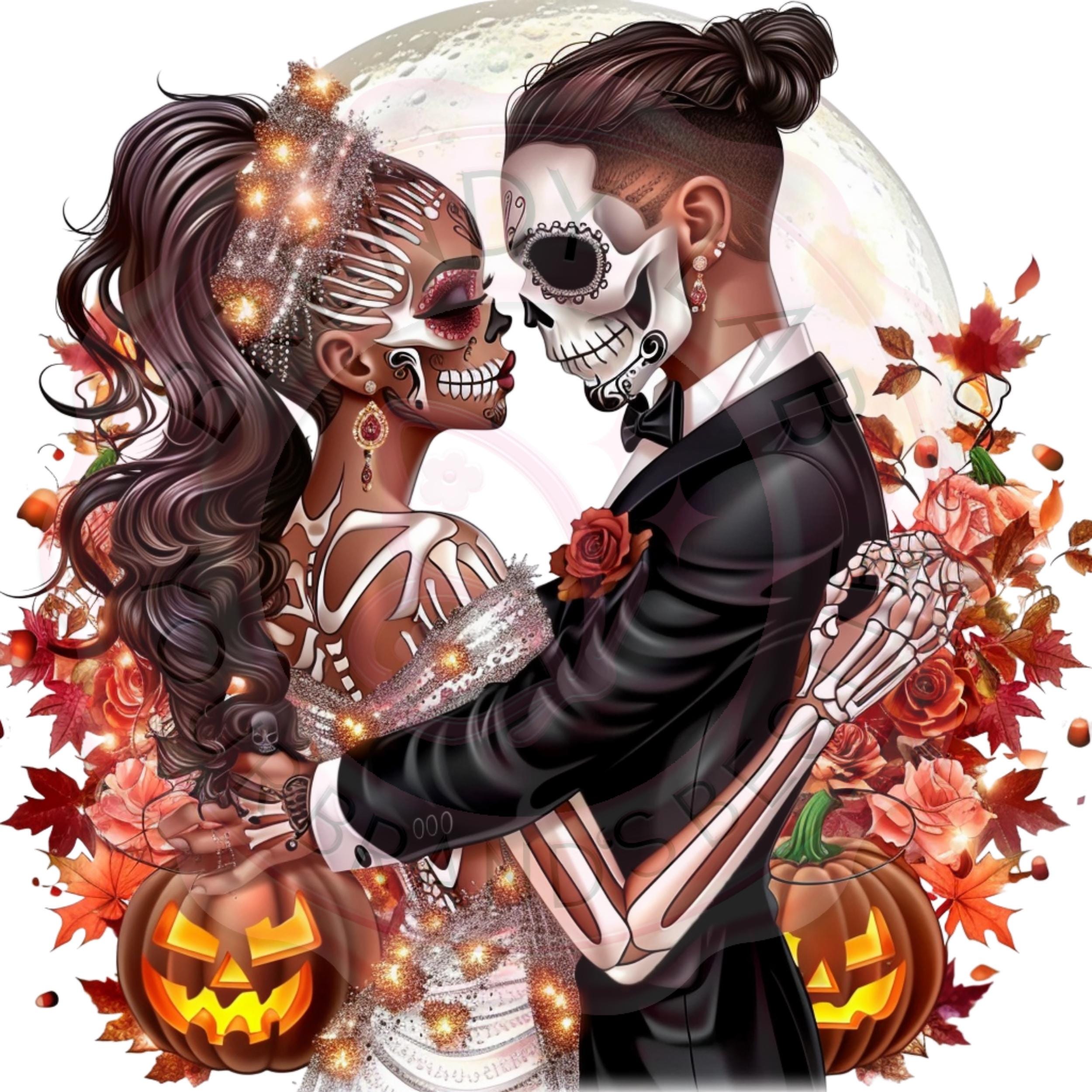 Halloween Skeleton Clipart: Spooky Chefs & Gothic Couples
