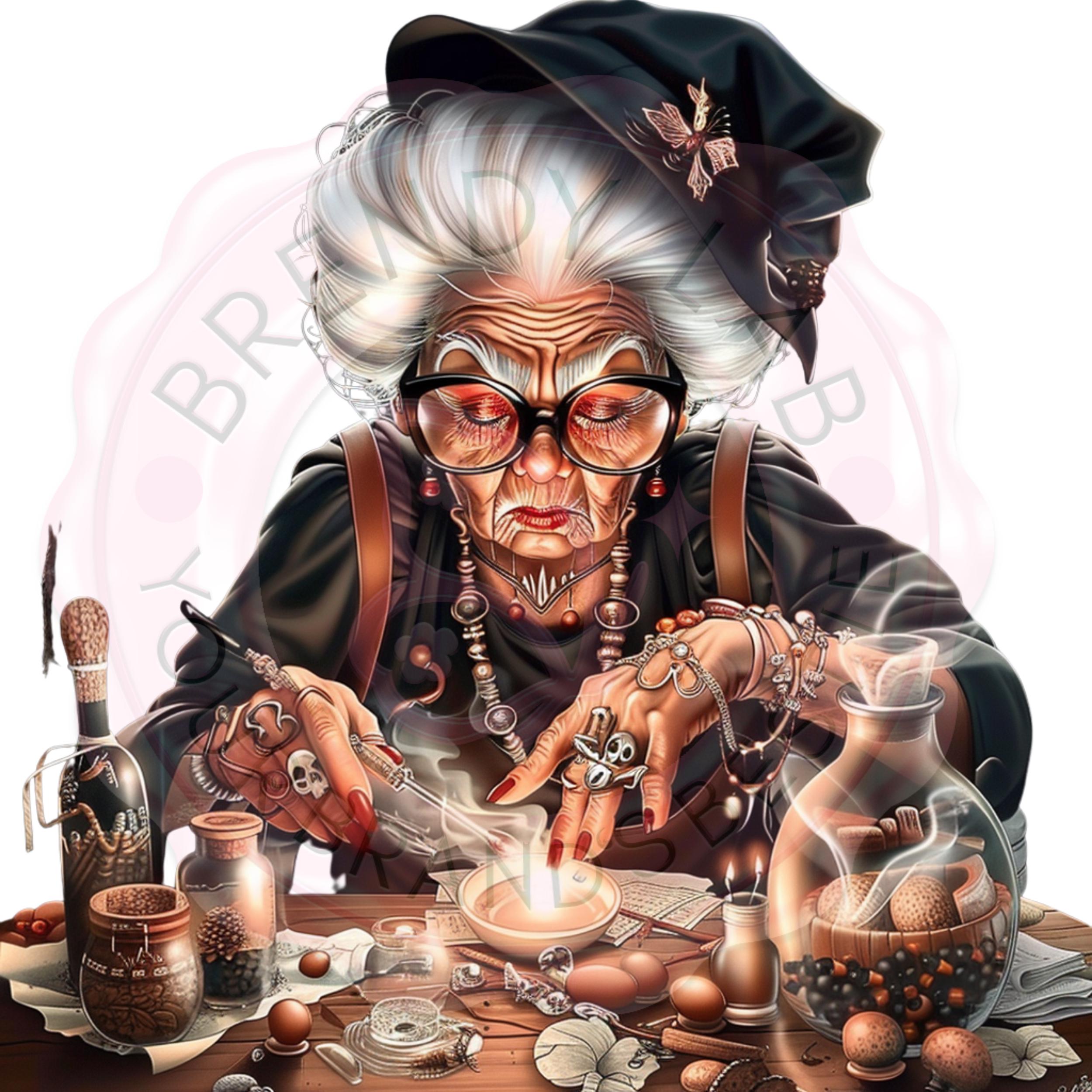Creepy Witch Clipart Bundle: Gothic Halloween PNG Graphics