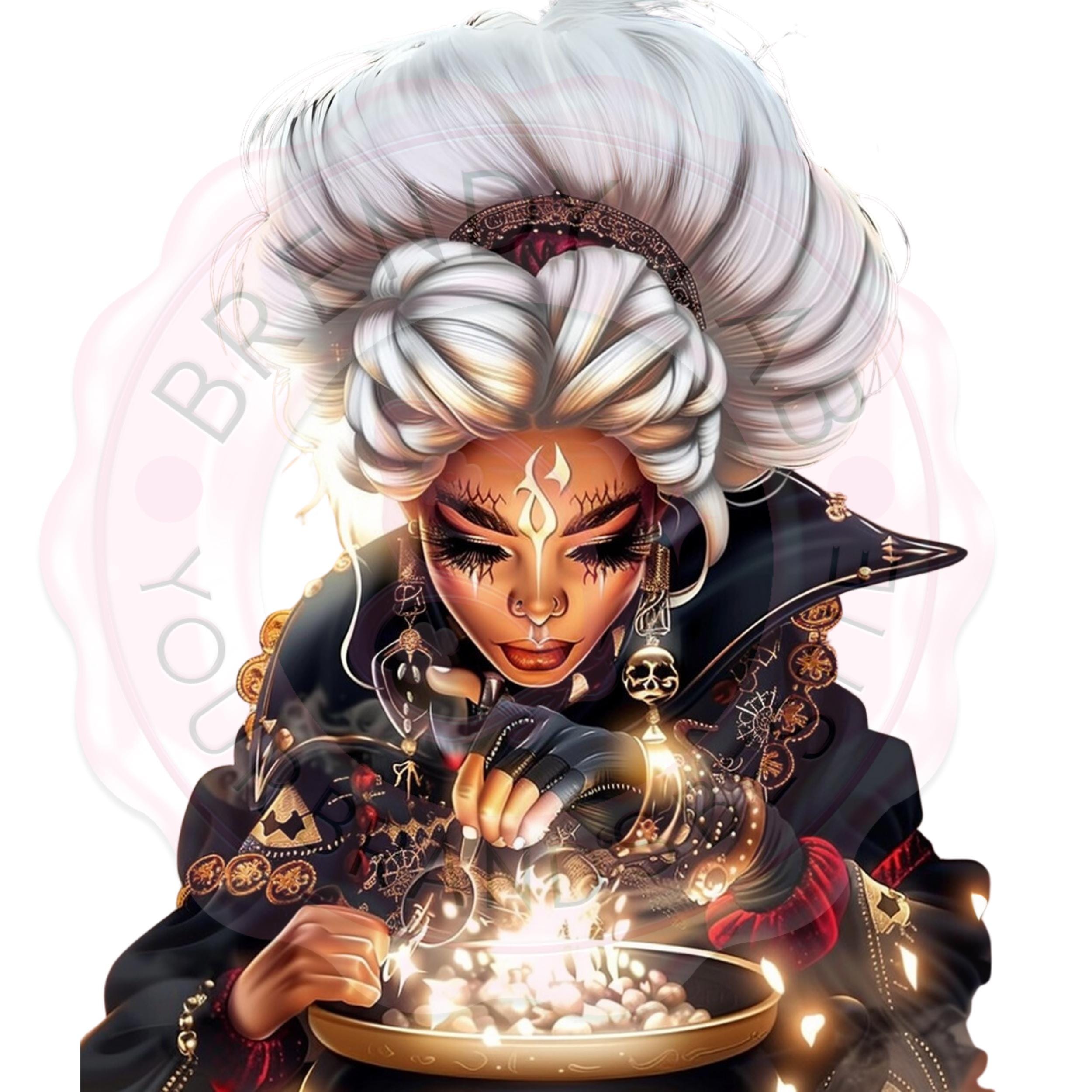 Witch Clipart Bundle: Black Witches Casting Spells - PNGs