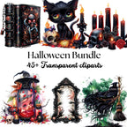 Halloween Clipart Mega Bundle: Gothic Spellbooks, Potions, Black Cats (Digital Download PNG)
