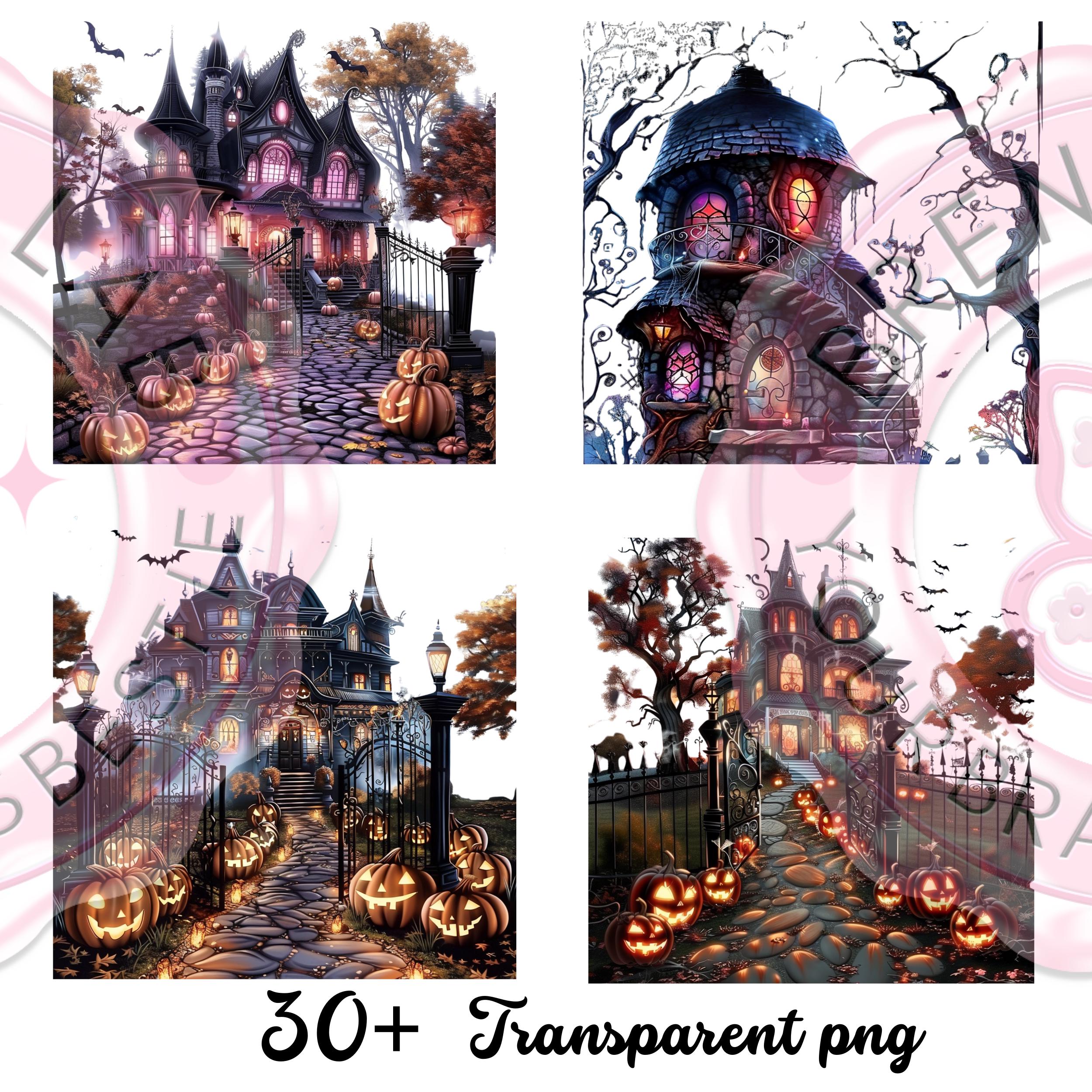 Haunted House Clipart Bundle: 30+ Spooky Halloween PNG Graphics