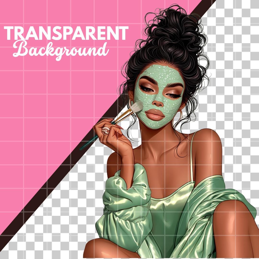 Black Women Selfcare Clipart PNG Bundle: Glam Goddess Illustrations