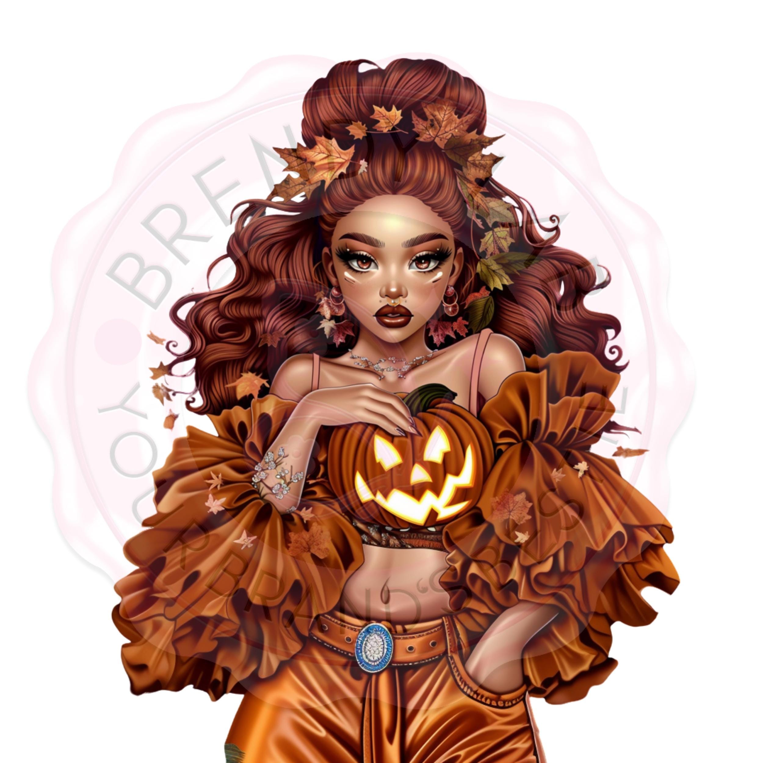Black Girl Witch Clipart: Fall Fashion PNGs for Halloween