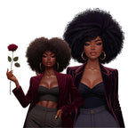 Black Woman Afro Art: Confident Fashion Girl PNG Clipart Bundle