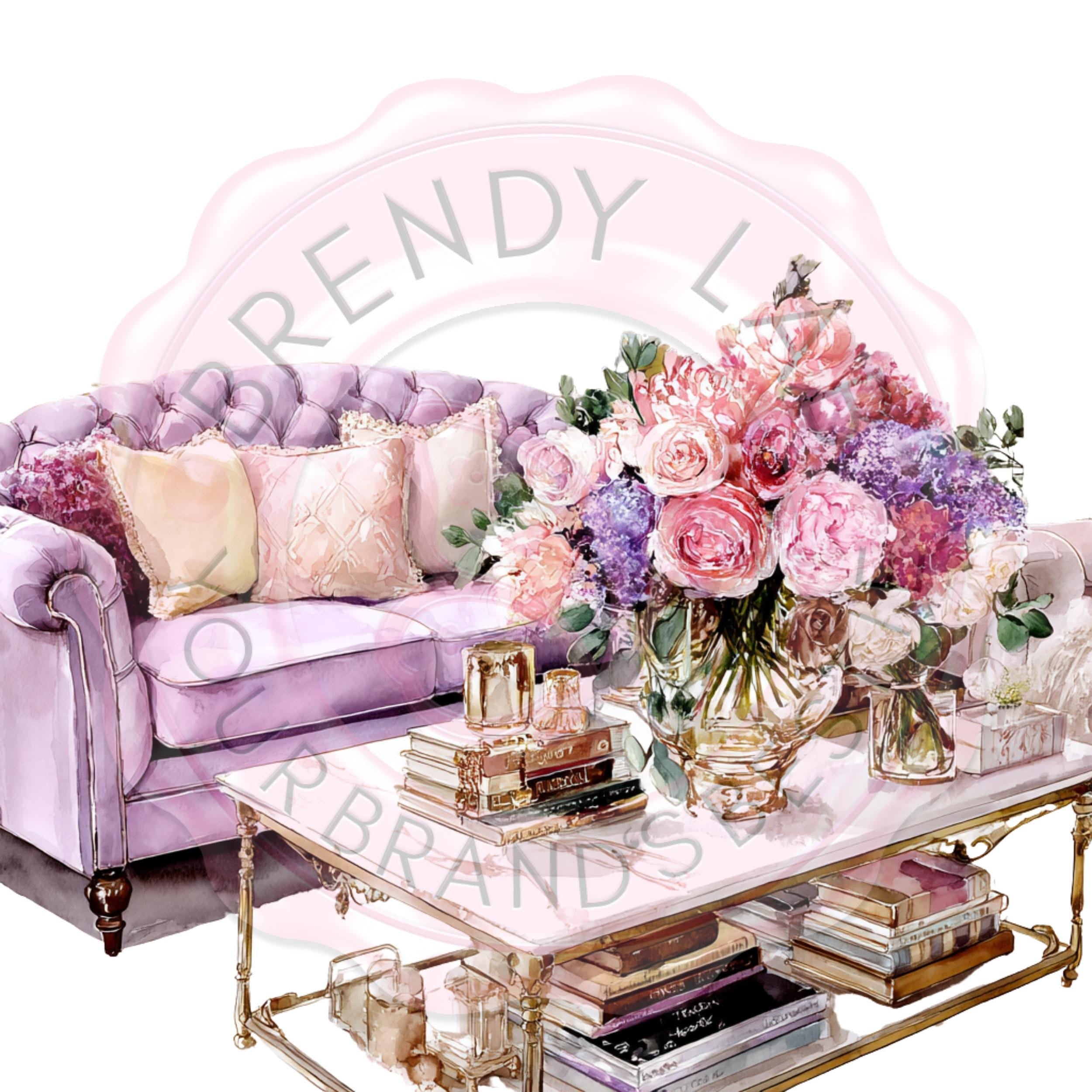 Lilac Watercolor Clipart Bundle: Cozy Lifestyle PNG Images