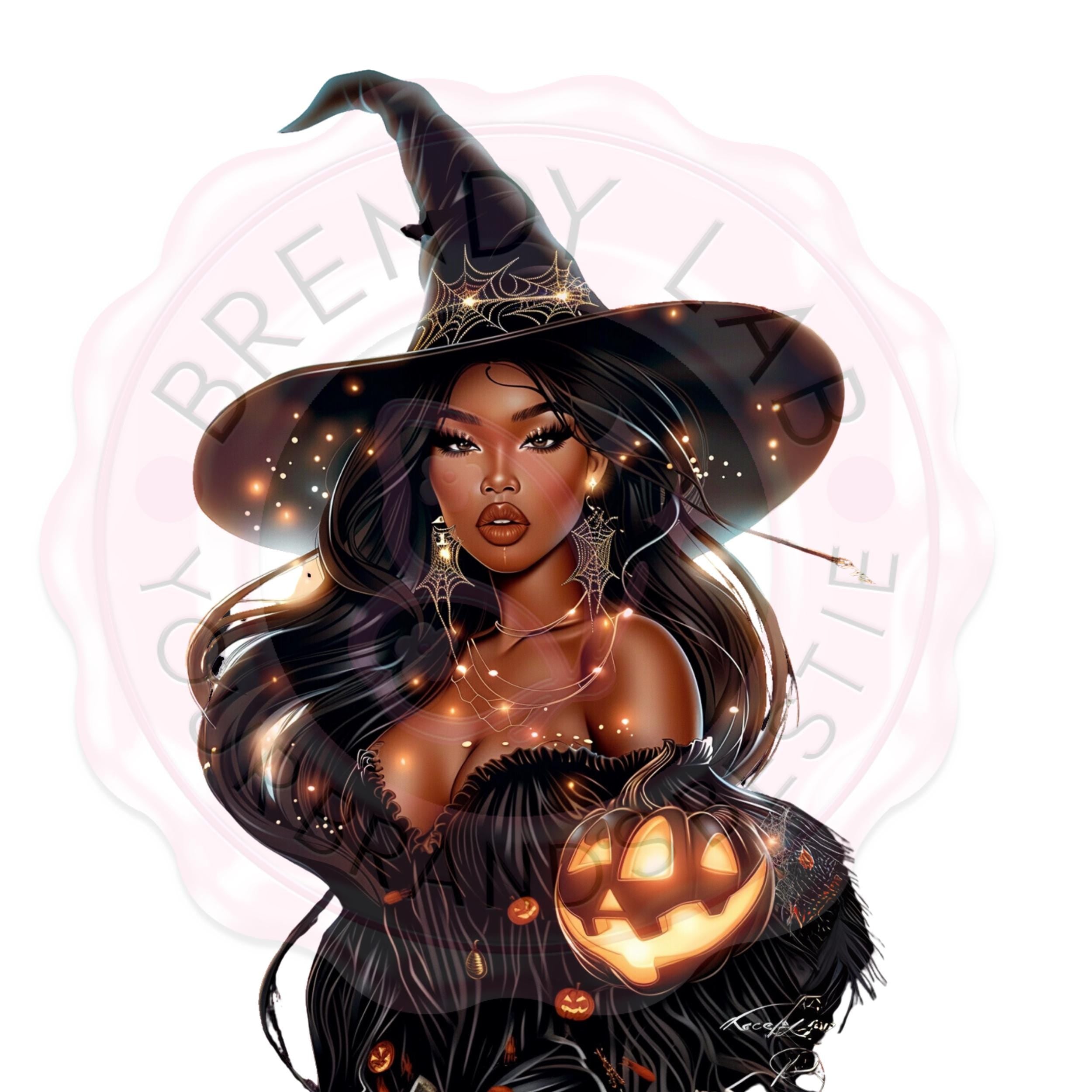 Black Girl Witch Clipart: Fall Fashion PNGs for Halloween