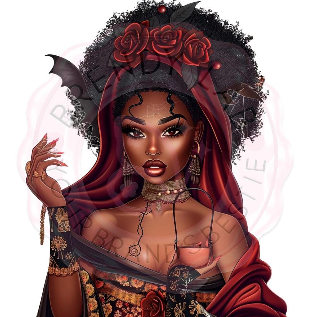 Black Girl Witch Clipart: Luxe Halloween PNG Bundle