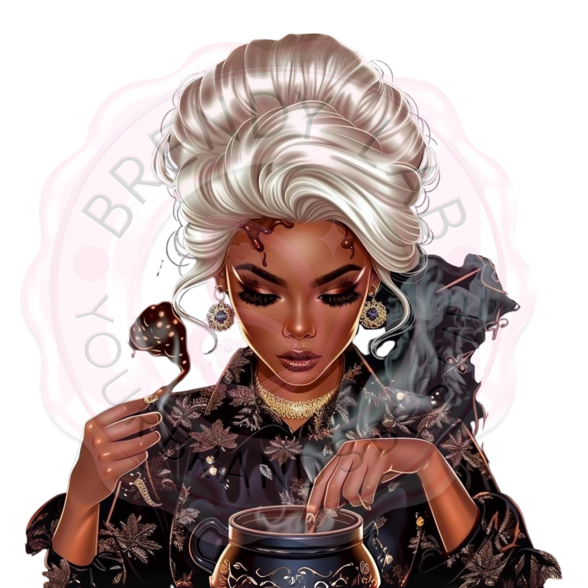 Witch Clipart Bundle: Black Witches Casting Spells - PNGs
