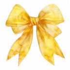 Watercolor Bow Clipart Bundle: Yellow Satin Ribbon PNG (Digital Download
