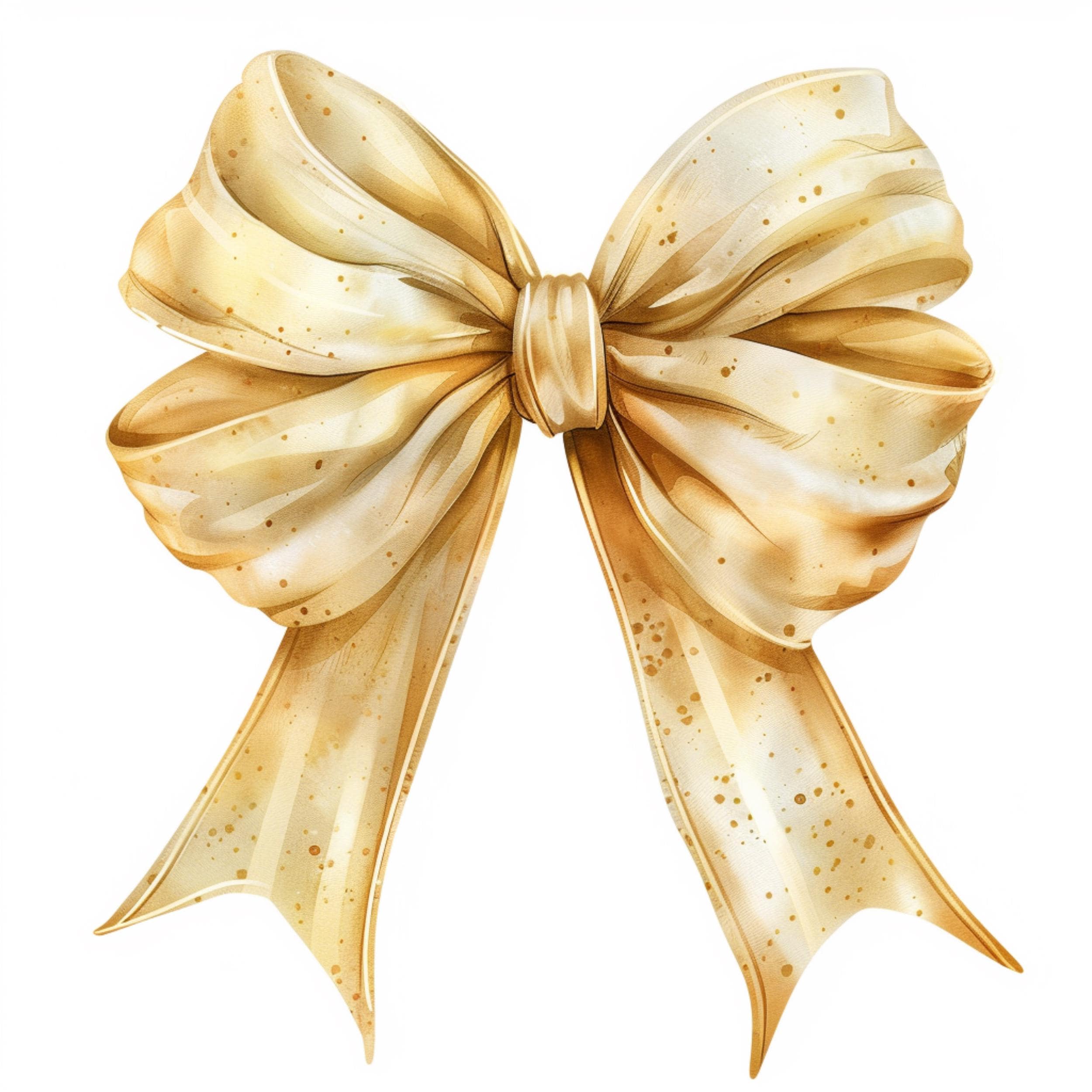 Watercolor Bow Clipart Bundle: Yellow Satin Ribbon PNG (Digital Download