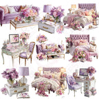 Lilac Watercolor Clipart Bundle: Cozy Lifestyle PNG Images