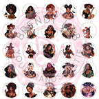 Witchy Black Girl Halloween Clipart: Glam PNG Bundle