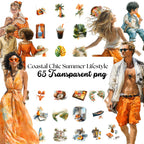 Watercolor Coastal Summer Clipart: Beach Lifestyle Graphics