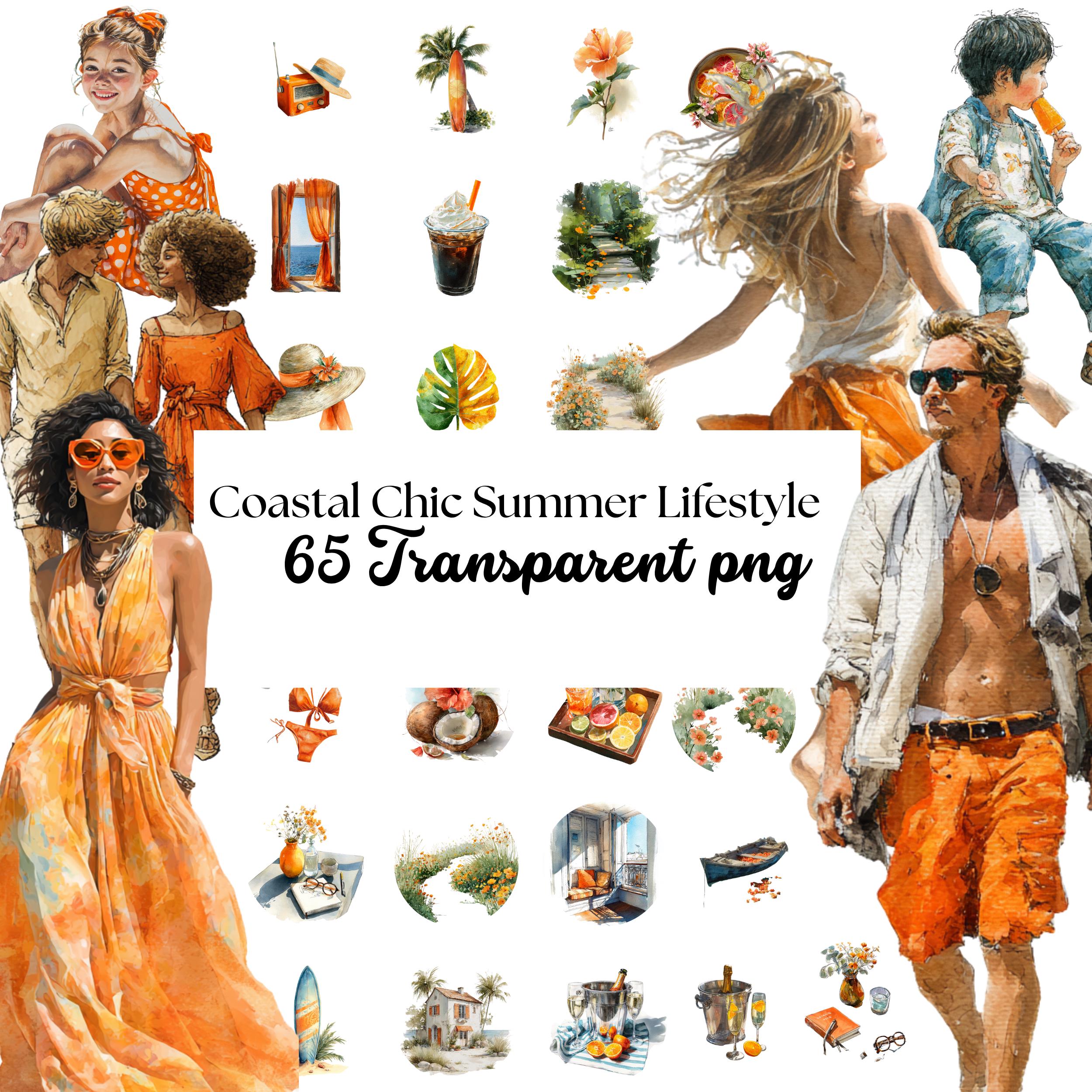 Watercolor Coastal Summer Clipart: Beach Lifestyle Graphics