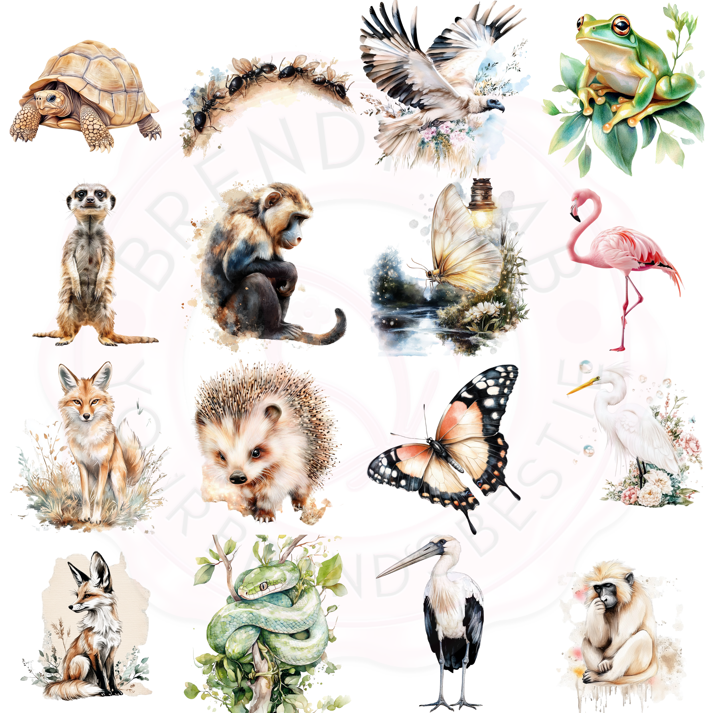 Watercolor Earth Animals Clipart | 15+