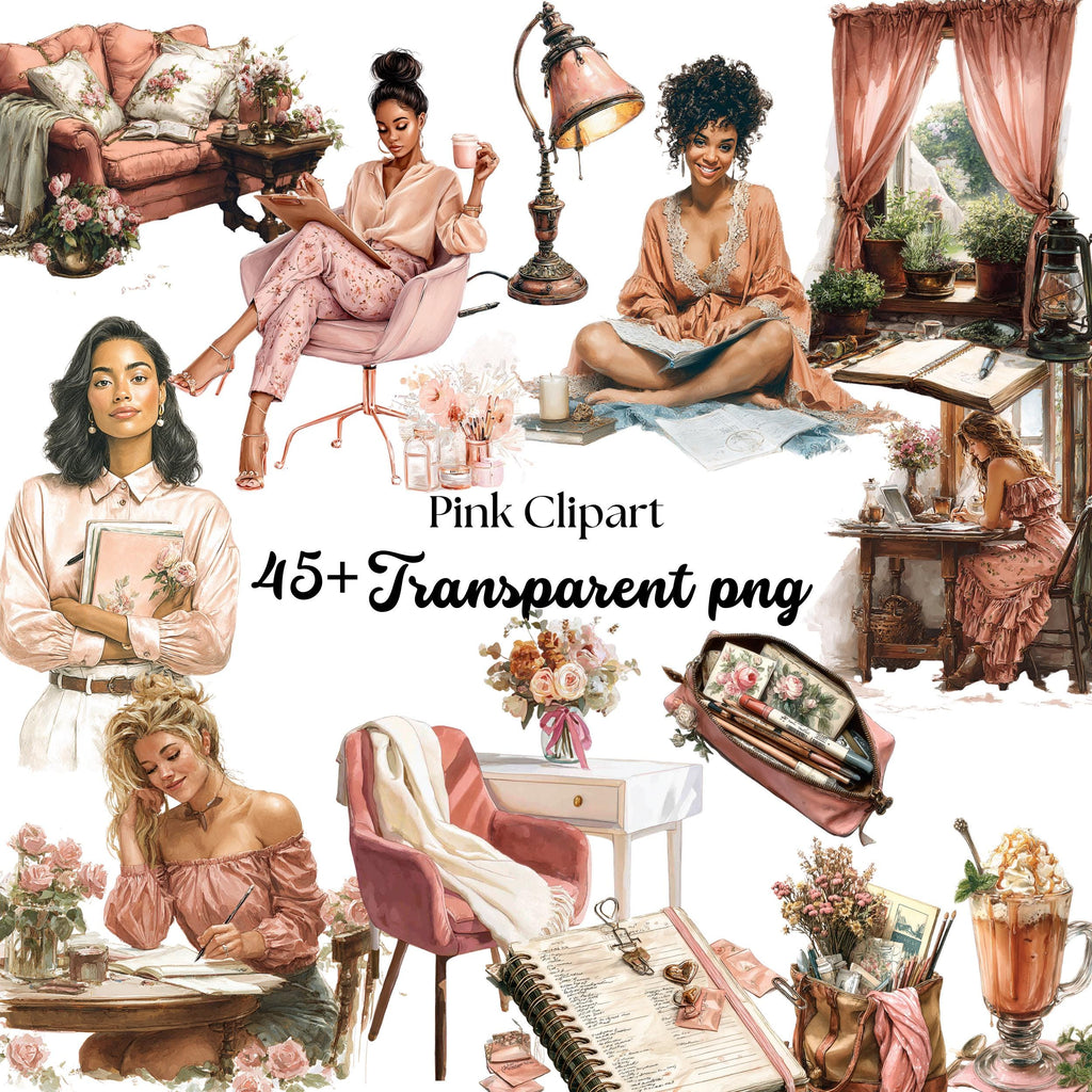 Watercolor Planner Clipart Bundle: Cozy Lifestyle PNG Graphics