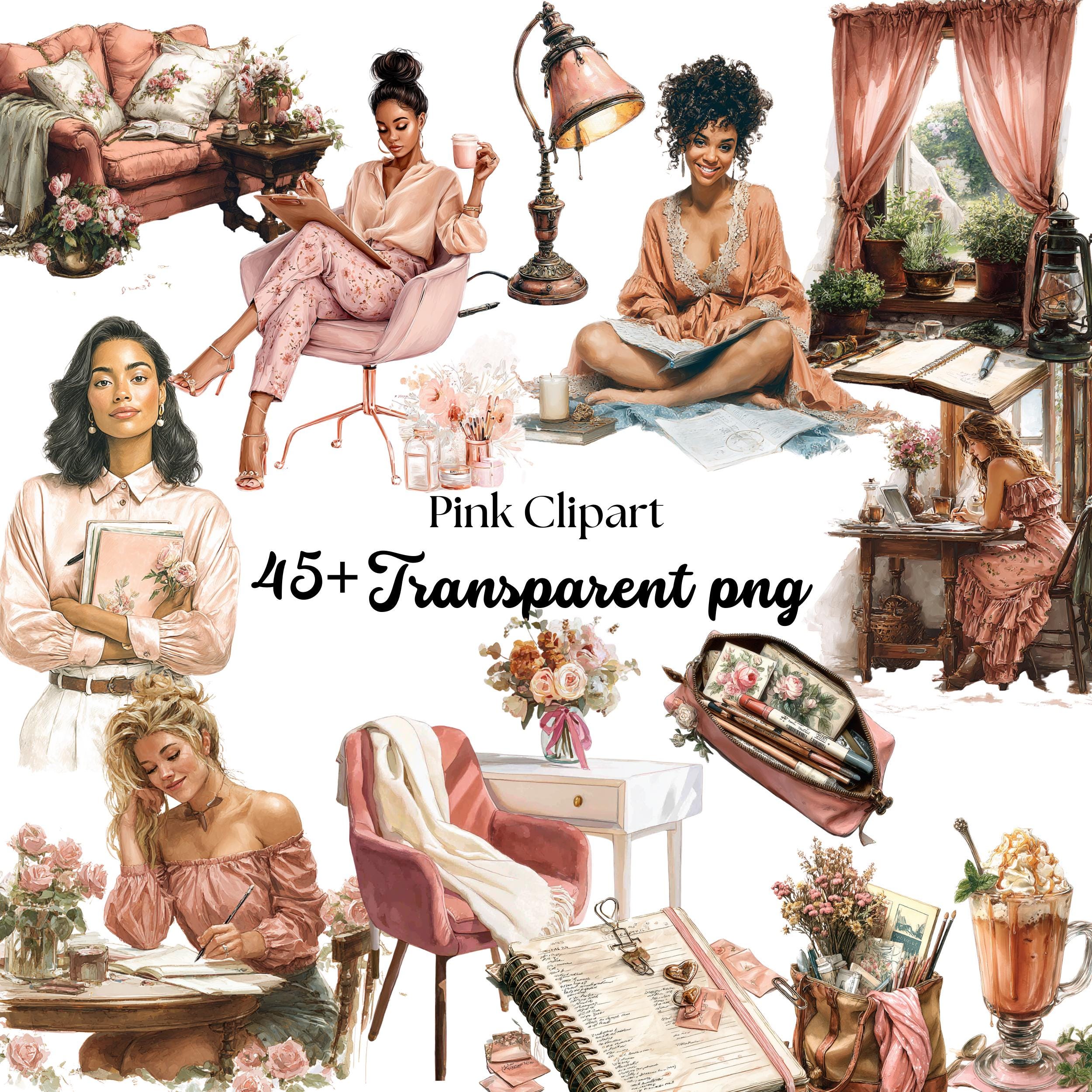 Watercolor Planner Clipart Bundle: Cozy Lifestyle PNG Graphics