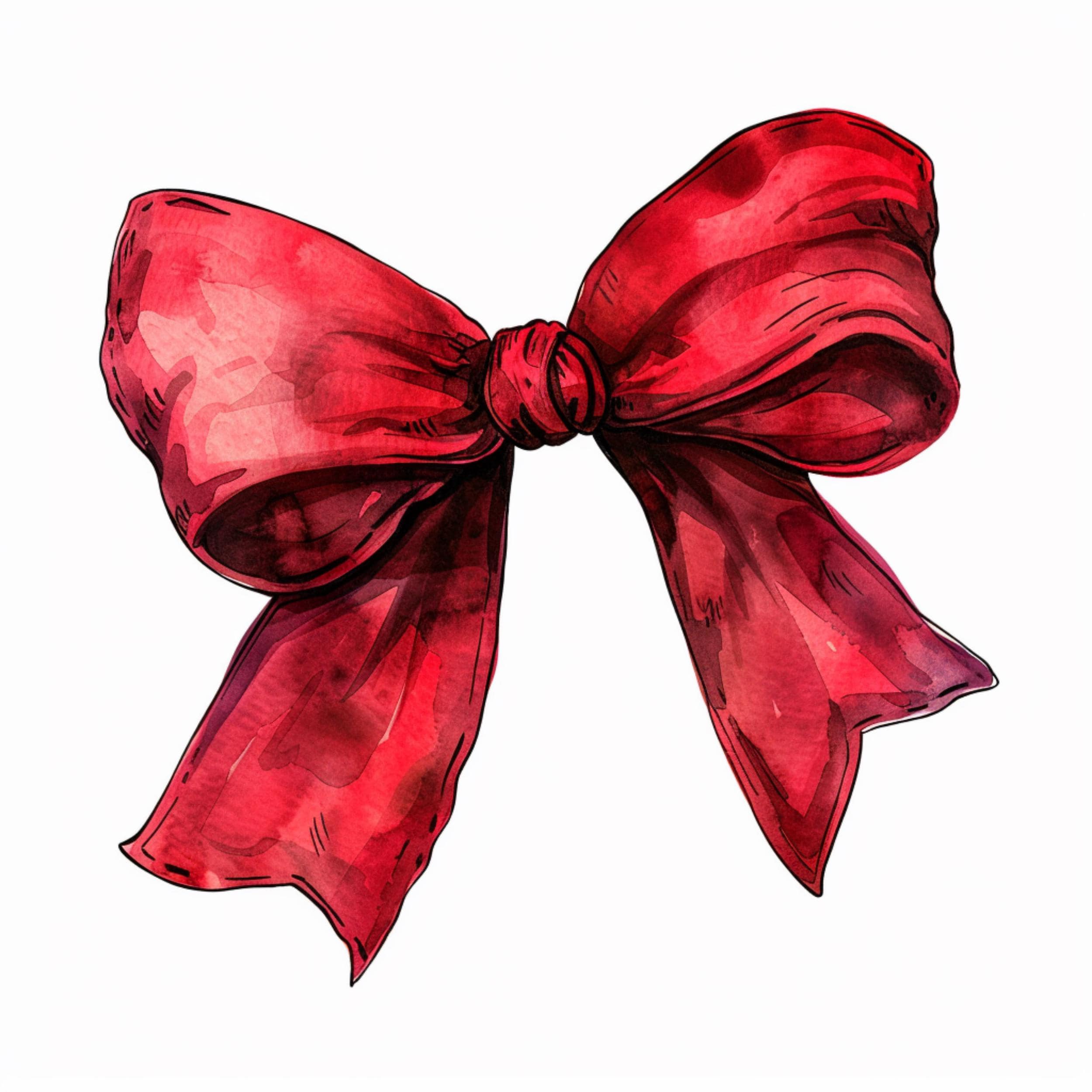 Watercolor Red Bow Clipart Bundle: Ribbon PNG for Scrapbooking (Digital Download