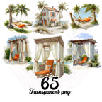 Watercolor Coastal Summer Clipart: Beach Lifestyle Graphics