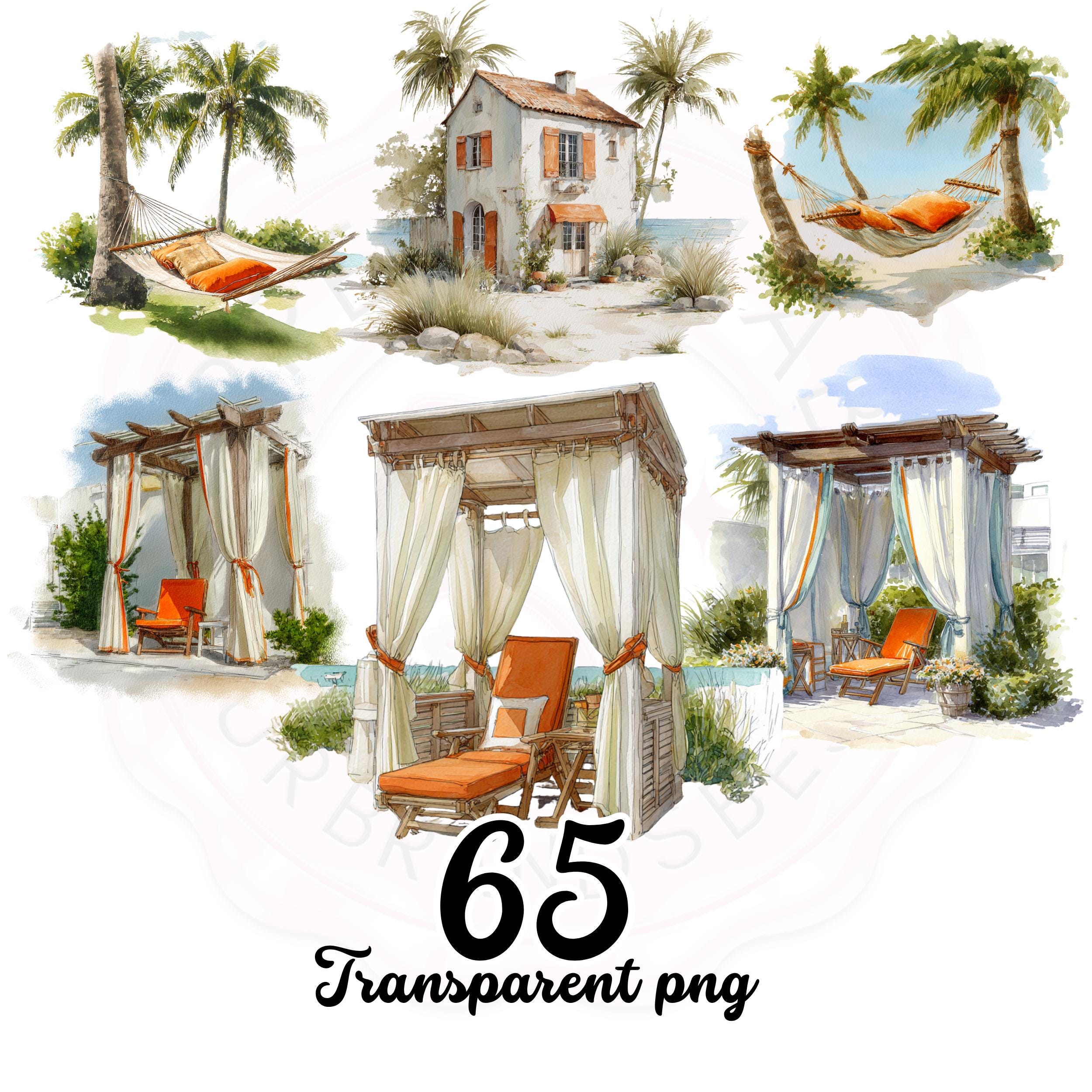 Watercolor Coastal Summer Clipart: Beach Lifestyle Graphics