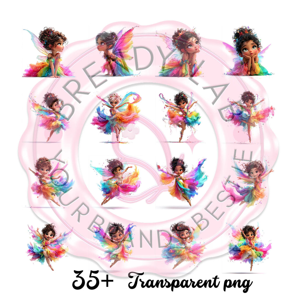 Rainbow Fairy Clipart Set: Magical Girls PNG