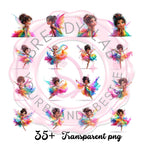 Rainbow Fairy Clipart Set: Magical Girls PNG