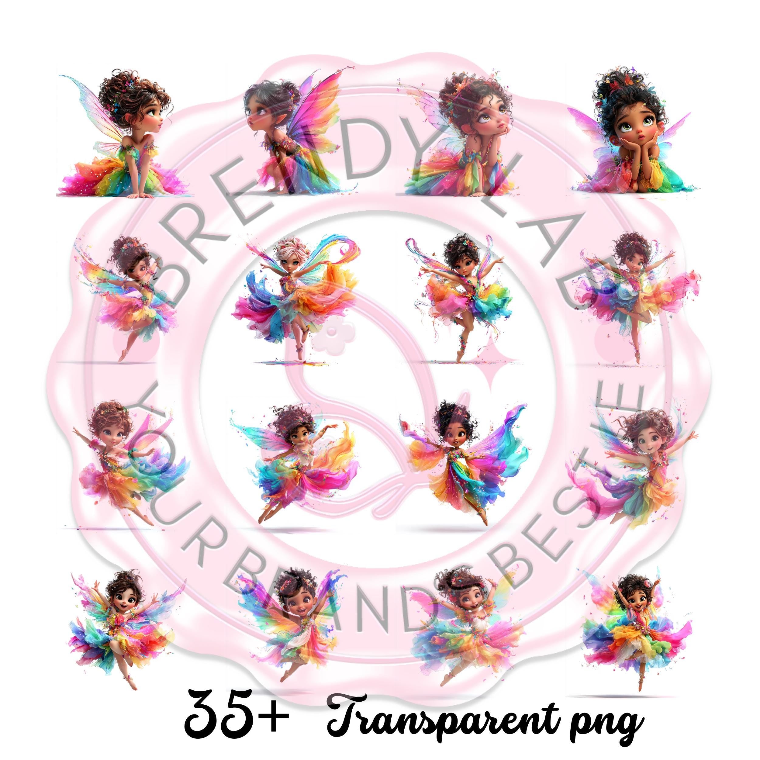 Rainbow Fairy Clipart Set: Magical Girls PNG