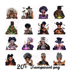 Witch Clipart Bundle: Black Witches Casting Spells - PNGs