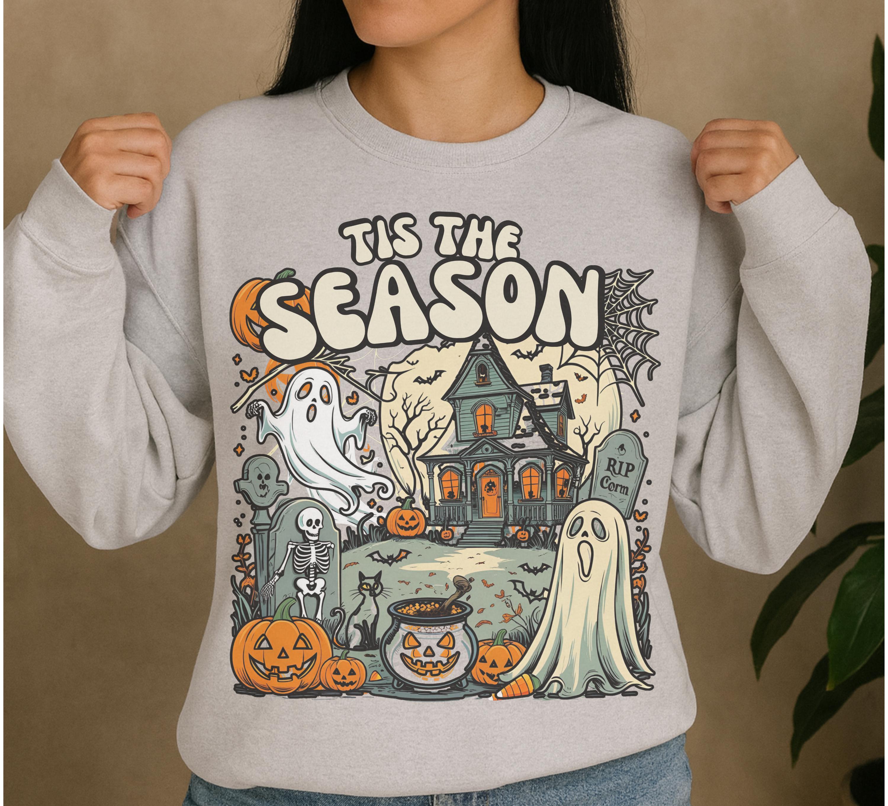 Halloween Themed Sweatshirt, Cozy Fall Apparel, Unisex Crewneck, Spooky Season Outfit, Halloween Celebration Clothing