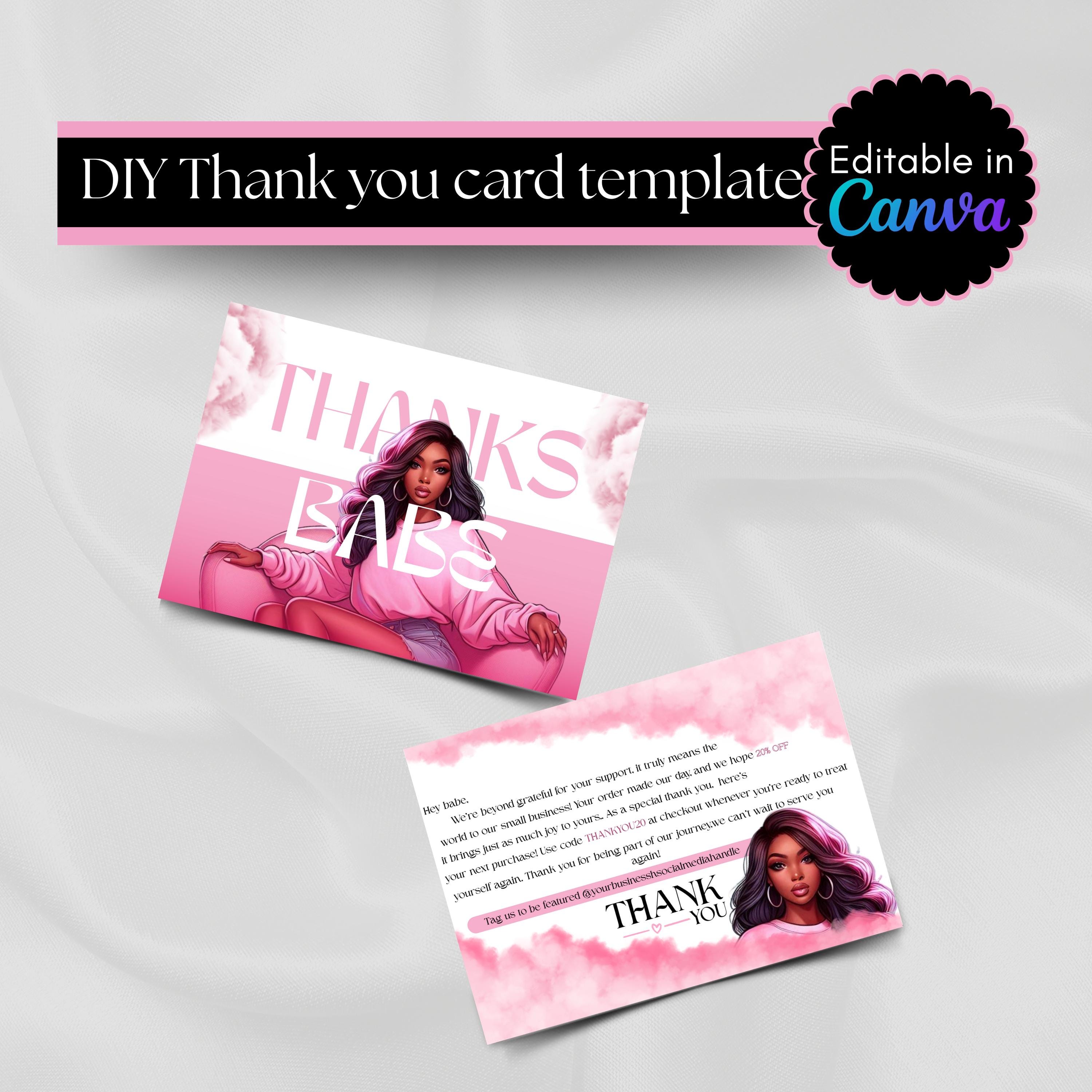DIY Thank You Card Template: Editable Small Business Packaging (Canva)