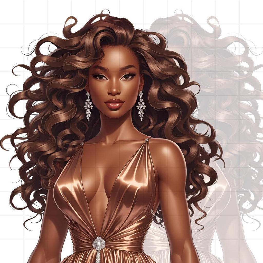 Glam Black Women Clipart Bundle: Afrocentric Fashion PNGs